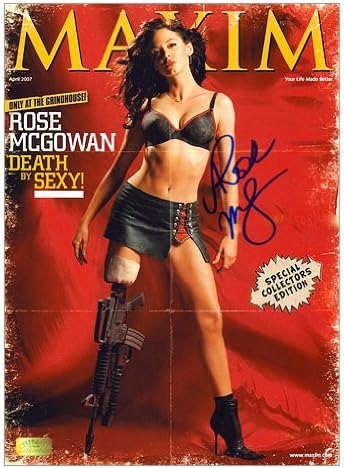 Роуз Мекгоуан автограмираше 8x10 Grindhouse Planet Terror Terror Maxim Cover Photo