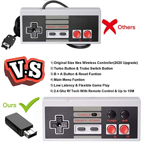 2 пакувања за полнење NES Classic Mini безжичен контролер -Turbo/Home Edition -Rapid копчиња издание за NES Wii систем за игри со безжичен приемник со 2,4G