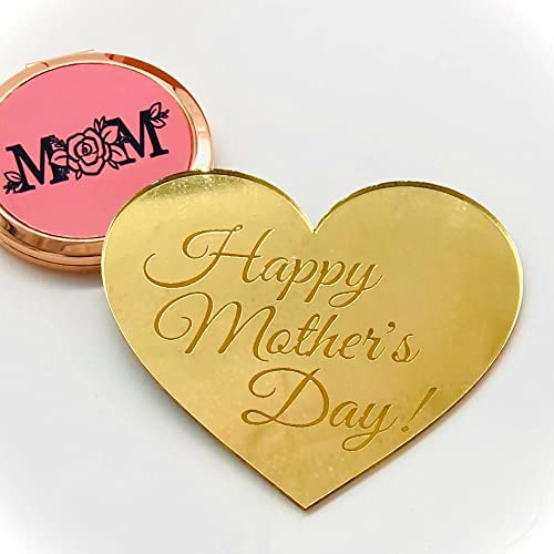 Среќен Подарок За Денот На Мајките / Мама Гимнастичар Со Капак И Слама | Компактен Подарок За Огледало За Мама Розова Цветна