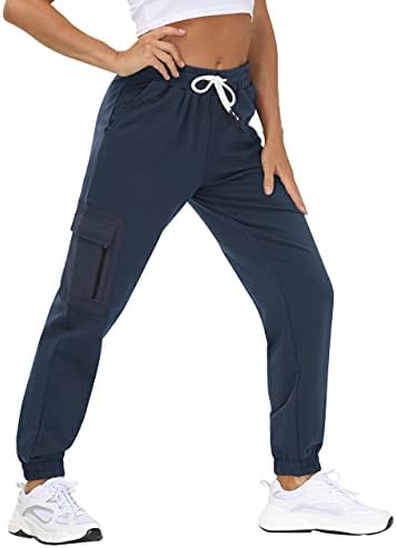 Карго џемпери за жени со џебови памук меки високи половини џогерни пот панталони лабаво вклопување активен тренинг