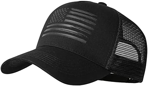 Бејзбол капа на Вионлан Американско знаме Камион Хет за мажи жени 3Д втисено лого прилагодлива капа на отворено решетка