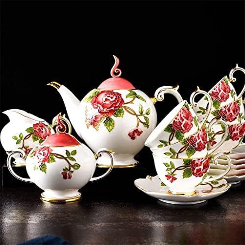 Houkai 15 парчиња сет, цвет врежана порцеланска сад за кафе, сет, чинија за дизајн на круна, сет на палата чаша, гроздобер чај забава