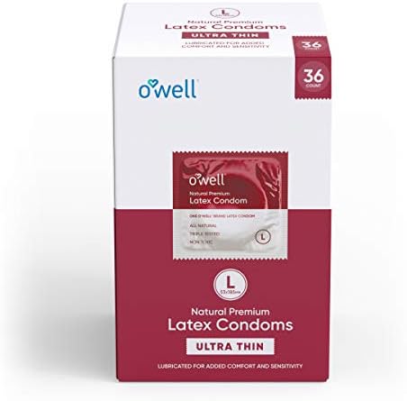 O добро сите природни кондоми на латекс, нетоксични, не-GMO, ISO 4074, тројно тестиран кондом | Подмачкана за дополнителна удобност и чувствителност, 36 брои | Голем