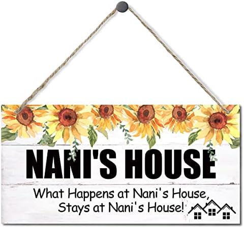 Знак за стилови на гроздобер Едкто, куќата на Нани Што се случува во куќата на Нани, останува во куќата на Нани, виси дрво за домашно декоративно, печатено знак за ум?