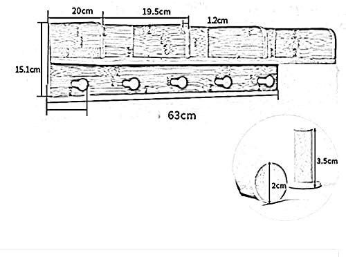 PIBM Стилски полица за едноставност, монтирана лебдечка решетка дрвена цврсти дрвени полици за складирање дневни простории 5 куки, 63x15.1x20cm, 2 бои достапни, бели