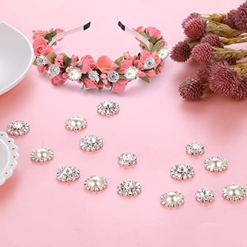 36 парчиња копчиња за ринстони копчиња за кристално украси копчиња за бисери, рамни декоративни копче за занаетчиски накит што прави материјал за накит за венчавки