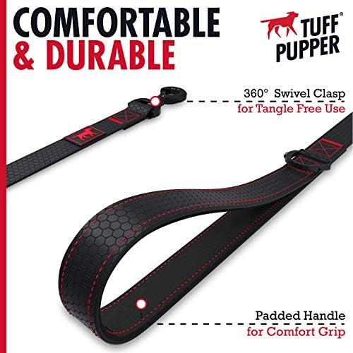 Tuff Pupper Action Leash and Action Culle | Совпаѓање на сина боја | Хардвер со тешки алуминиум | ПВЦ обложено мрежи | Доказ за вода