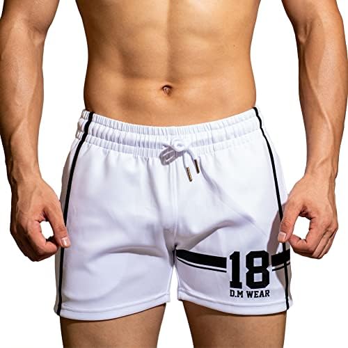 D.M машки спортски шорцеви за трчање во теретана тренингот атлетски активни облеки со дното со тенок стил на плен од џеб