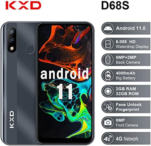KXD 4G Отклучен Мобилни Телефони D68S Паметни Телефони Отклучен Андроид 11-Мобилни Телефони Двојна SIM Слободен - 4000 mAh Батерија-2GB+32/128gb