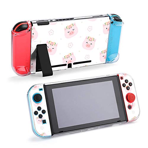 Случај за Nintendo Switch, симпатична свиња со цветна круна пет-парчиња Поставете заштитни додатоци за конзола за игри на куќиште за прекинувач