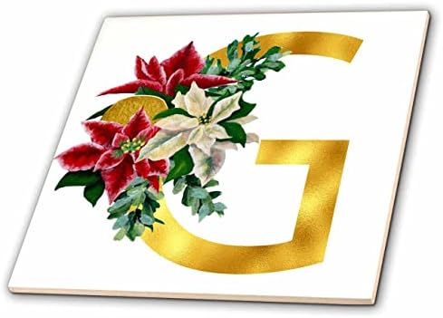 3дроза Божиќна Цветна Слика На Златен Монограм Почетна Г-Плочки