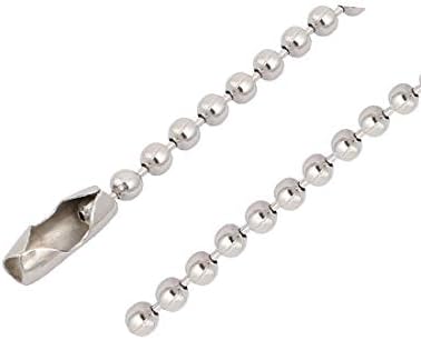 Метални метални ланци со метални ланци на ланецот на ланецот сребрен тон од 2,4 мм диа 100 см должина (Corchete Metálico cadena de la bola llavero