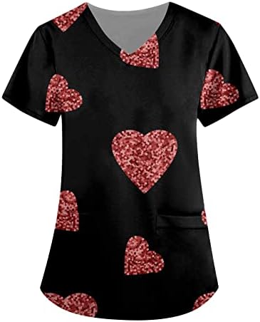 Валентин кошули за жени летни врвови графички маички плус големина y2k облека удобна обична модна печати со кратки ракави со кратки ракави