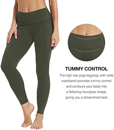 Хеланги за јога за жени со џебови со висока половината за контрола на стомакот, женски задникот за лифт за јога тренинзи за вежбање панталони