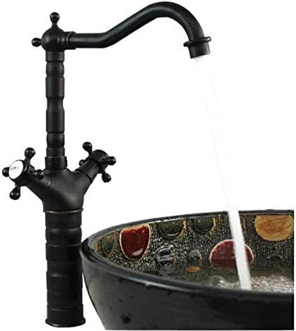 Кујна влажна лента бања садови мијалник тапа црно масло нанесуваат бронзени двојни вкрстени рачки за вртење