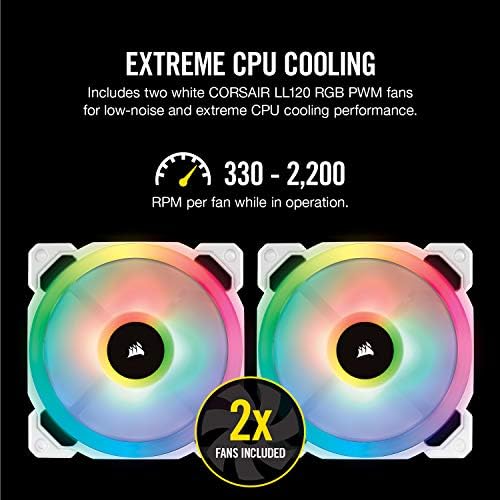 CORSAIR H100i RGB Platinum SEIO Течен Процесор Кулер, 240mm, Двојна LL120 Rgb PWM Фанови, Интел 115x/2066, AMD AM4/TR4