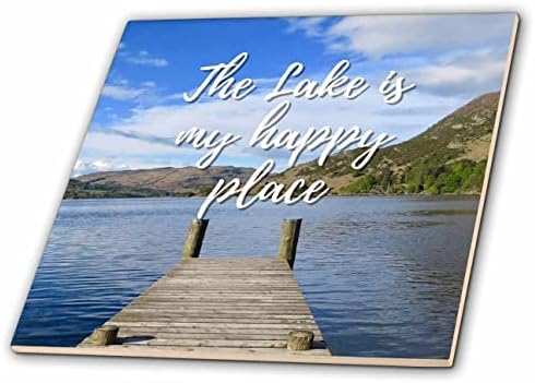 3дроза Слика На Езеро Со Текст На Езерото е Моето Среќно Место-Плочки