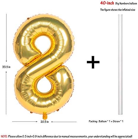 40 Инчен Злато Цифрен Хелиум Фолија Роденден Забава Балони