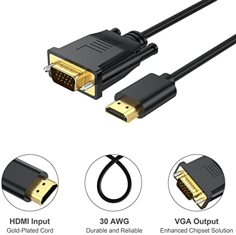 УРЕЛЕГАН HDMI ДО VGA Кабел 6 Нозе, 10-Пакет HDMI ДО VGA 1080p HD Видео Кабел Компатибилен За Компјутер, Десктоп, Лаптоп, КОМПЈУТЕР, Монитор, Проектор,