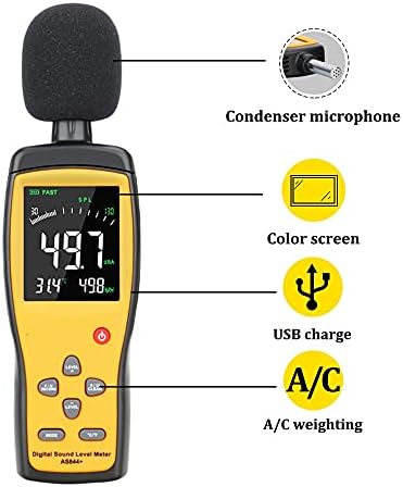 KFJBX дигитален звук на звук на звук Метар децибел Аудио тестер 30 ~ 130 DBA боја LCD дисплеј автомобилски микрофон DB метар