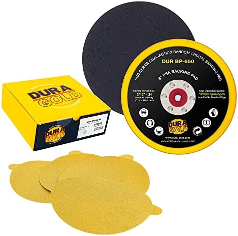 Дура -злато 6 дискови за пескарење PSA - 100 решетки и 6 PSA DA Sander Поддржувачка плоча