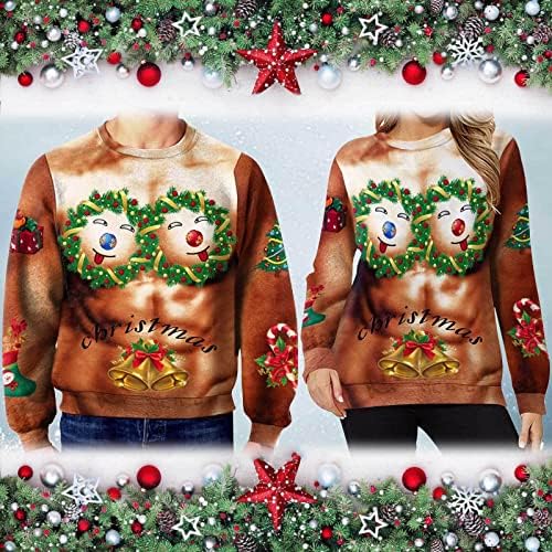 Jjhaevdy Среќни Божиќни кошули за жени грда Божиќна кошула врвови Божиќна карирана кошула со долги ракави со врвови