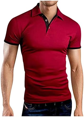 Машки маици во Амцок, обична цврста боја печатена лабава маица со кратки ракави Поло кошула