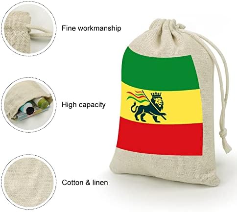 Етиопско Растафаријанско Знаме На Лавови Врвки За Складирање Торбички За Бонбони Торбички За Подароци За Повеќекратна Употреба Преклоплив И Компактен