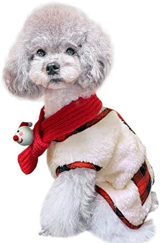 Патас Лаг 2 парчиња Шерпа кучиња Божиќен џемпер за џемпер со симпатична шамија, топла облека облека за мали средни кучиња и мачки, јакна за зимски палто за бихон пуд?