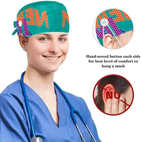 yoyoamoy прилагодливо работно капаче со копче памук за џемпери апстрактна модерна шема хирург капа за жени