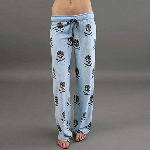 Карирани панталони за пижами жени истегнуваат половината за цвеќиња од пижама, плус големина, палацо салон со широки панталони за нозе