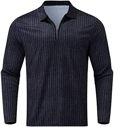 Вокачи полу-патент Поло кошули за мажи, долги ракави шарени блок-бои за крпеница врвови на вртење на јака обични кошули