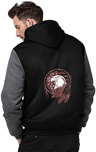 Зимски зимски зимски качулка од домородци од орел, зимска дуксер, густа топла јакна со долг ракав