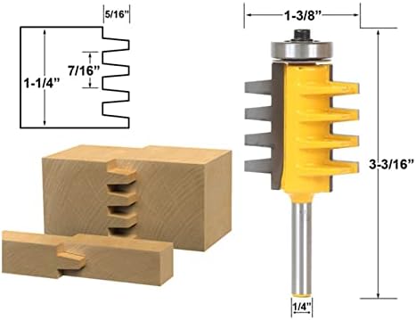 Секач за мелење на карбид 1 пакет од 1/4 инчен шипки и лепак рутер бит затегнување и алатка за напојување со алатка за обработка на дрва од тенон