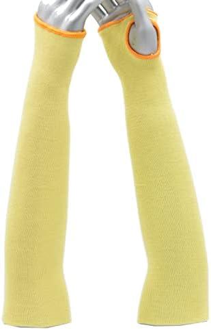 G&F 58123-6 KEVLAR 18-инчен отпорен на плетен ракав со палецот, жолт, продаден со 6 парчиња пакет