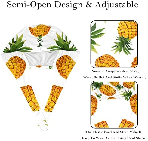 Работно капаче со копче, 2 парчиња прилагодлива вратоврска за вратоврска за грб за коса за жени, жолто летно тропско овошје