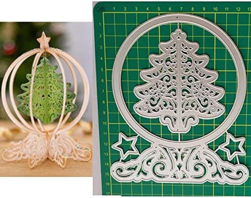 3Д елка метални метални умирања умираат сечење, сечење на кристални топка на новогодишната елка умира метални исечени матрици DIY -картички