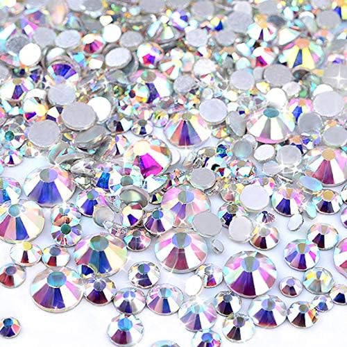 Mesiyun 1440pcs Nail Art Flatback Rhinestones Crystals Ab Charms Gemstones Стаклени дијаманти за занаетчиски чевли за шминка и 3D DIY украси