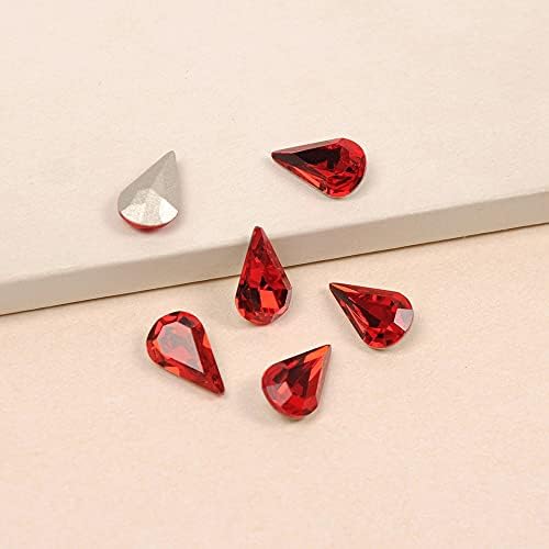 K9 сјајно стакло Rhinestones црвена боја во форма на круша во форма на убавина, 3Д накит, правејќи монистра за нокти, уметнички скапоцени