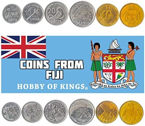 6 Монети Од Колекцијата На Фиџи | Фиџиски Монети 1 2 5 10 20 50 Центи | Циркулирани 1969-1985 | Оризова Фабрика | Кралицата Елизабета