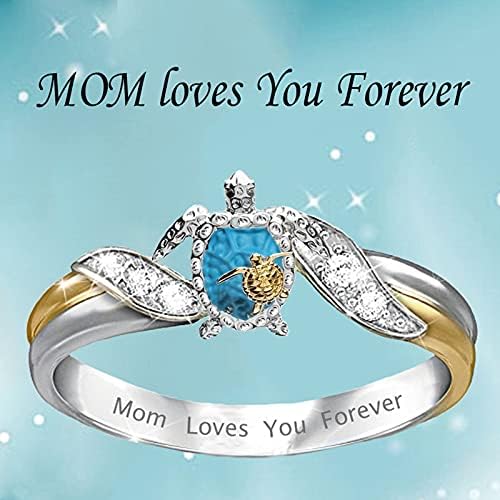 Ringвонење на желка мама те сака засекогаш изјава прстен за жени кристални животни долговечноста морско желка прстен за мајка