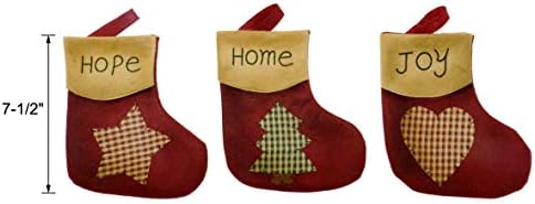 CVHomedeco. Примитивен гроздобер дизајн 7-1/2 инчи новогодишна елка што виси чорапи со зашиени пораки се надевам дека дома радост Божиќ