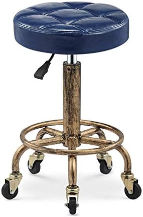 Столче за нокти со тркала ， столче за сечење салони со сина PU синтетичка кожа седиште ， Прилагодлива висина 50-64 см ， Поддржана