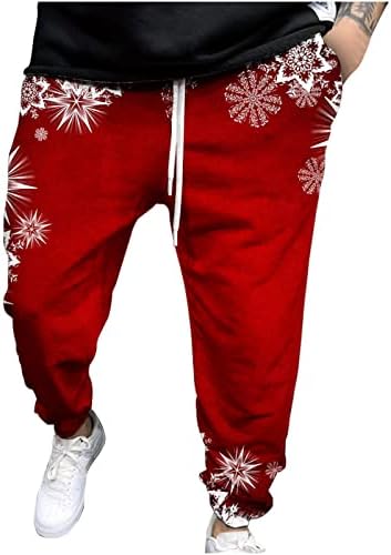Џемпери за мажи обични модни џемпери Божиќни 3Д печатени еластични панталони долги пантолони