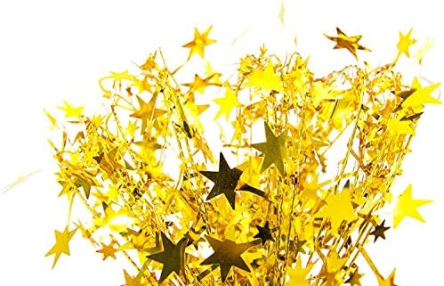 АУЕАР, 2 Ролна Светкаво Златна Ѕвезда Тинсел Венци Со Жица За Новогодишна Елка Домашна Свадба Роденденска Забава Празничен Украс Декорација