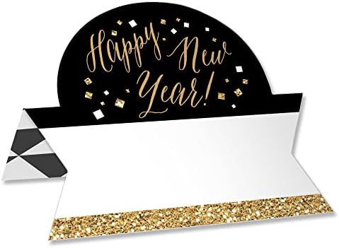 Голема точка на среќа новогодишната ноќ - Злато - Нова Година на забавата на шатори за табела - табела за поставување картички за место - сет