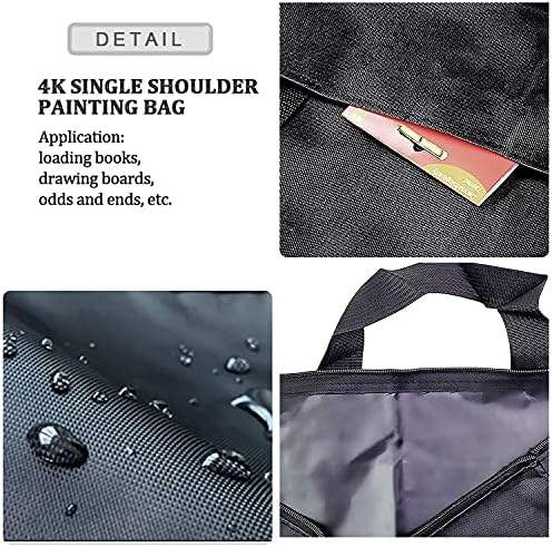 1 парчиња водоотпорно платно за платно портфолио торба, торба за цртање уметници, за ставање студентско уметничко дело и уметничка работа, црна,