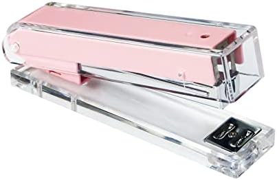 Multibey Clear Acrylic Pink Stapler за биро тешки стандард Степлер со розово злато 26/6 24/6 Стејпли канцелариски материјали