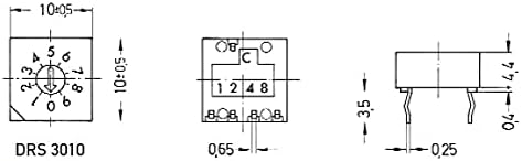 4 парчиња drs3010 ротационен код прекинувач 10-битен 0-9 ротационен прекинувач позитивен код пин