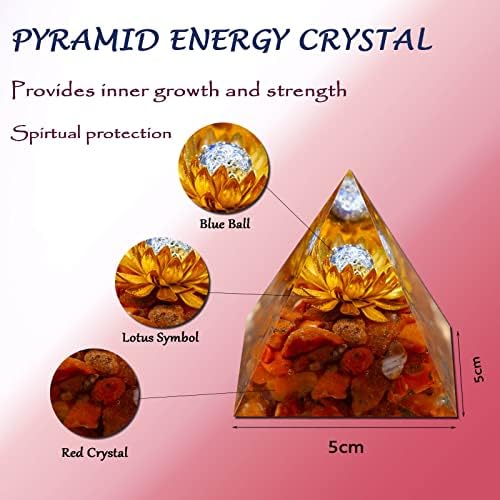 Gimurm orgone заздравување пирамида кристална сфера Енергетска кула со црвен кристал, бакарен лотос симбол енергетска кула за декорација,